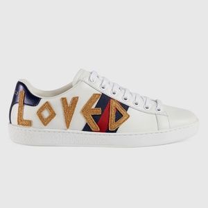 Gucci Women's Ace “Loved” Embroidered Sneakers